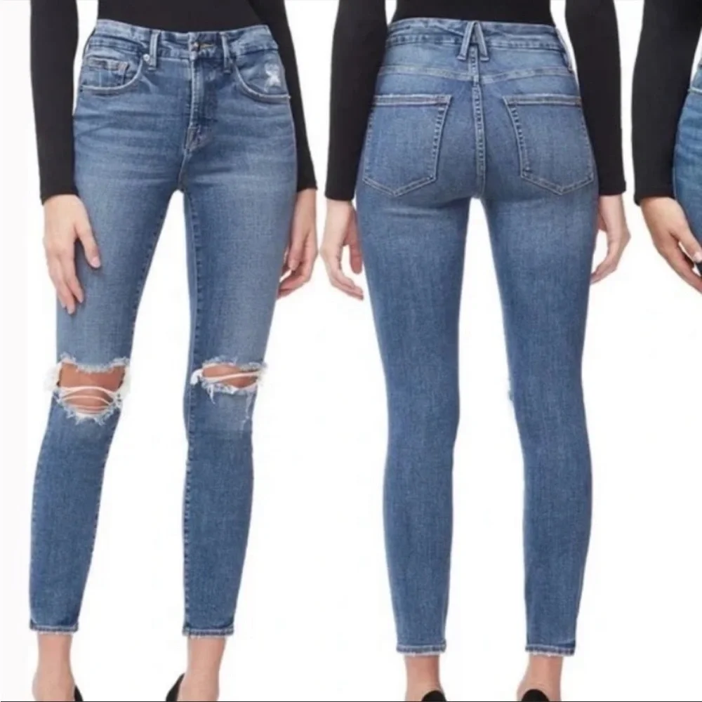 Good American Good Legs Crop Blue 27/4 - Picture 1 of 4